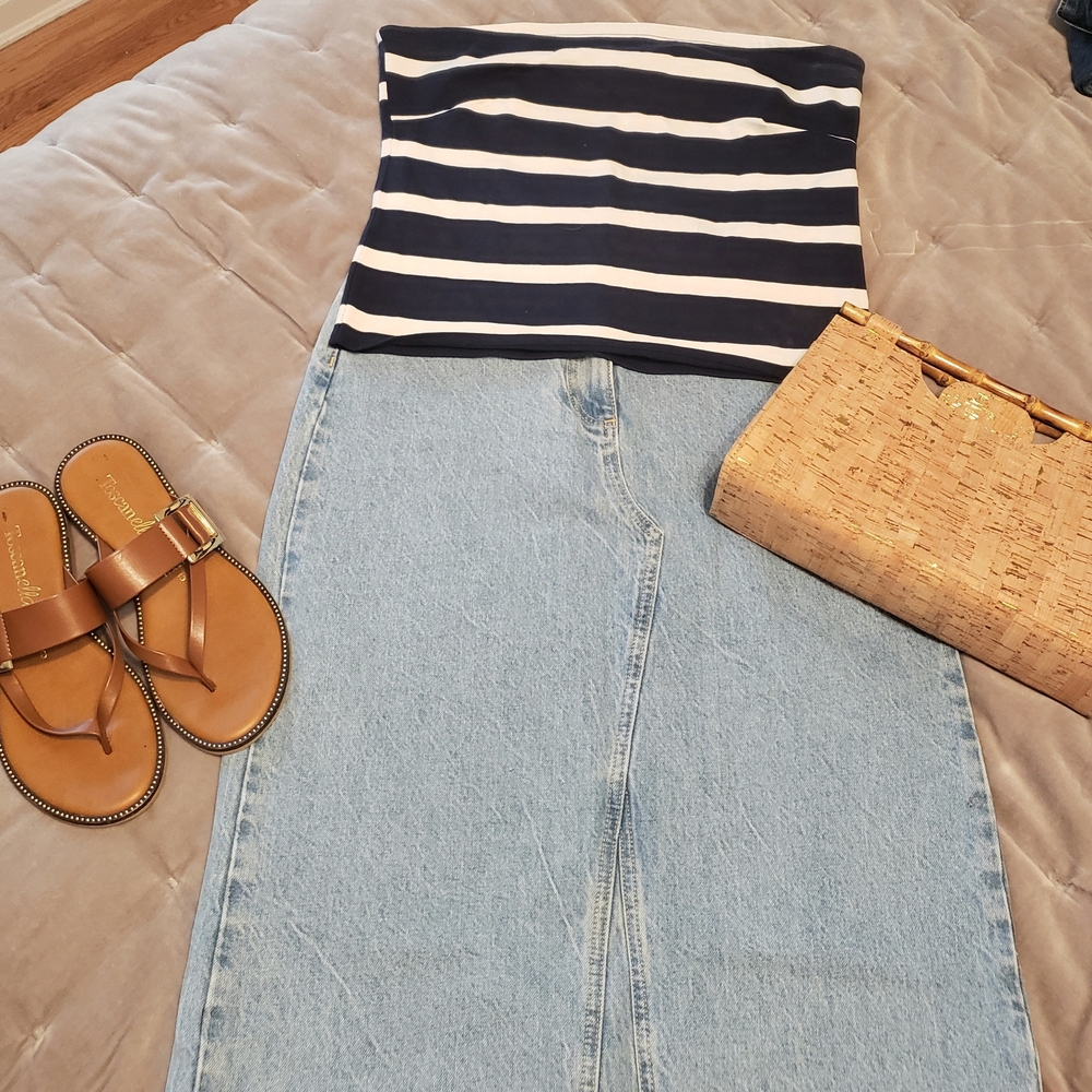 J. Crew Navy and White Striped Top